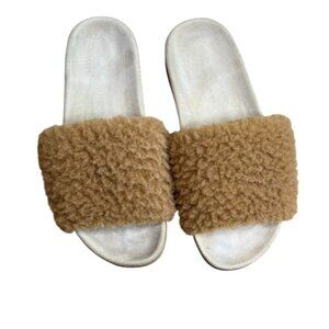 Jenni Kayne Genuine Shearling Slipper Natural Leather Slides Size 39 US Size 9